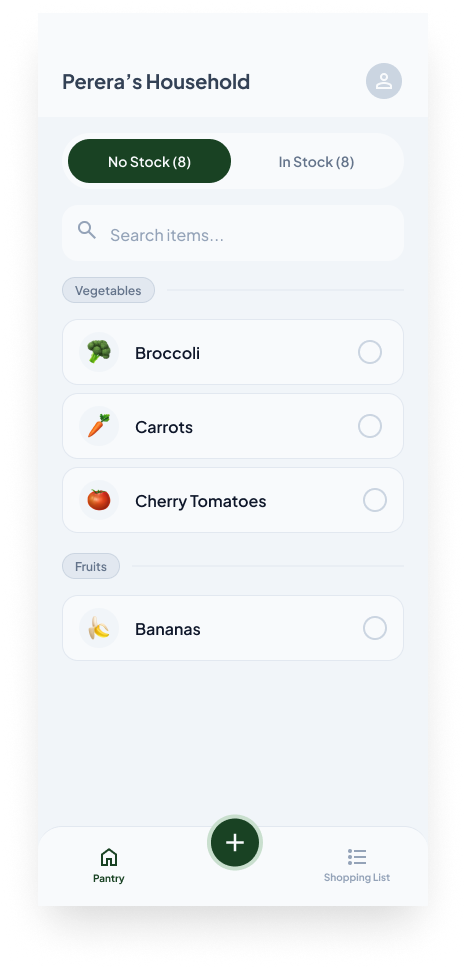 Grocery Home screen